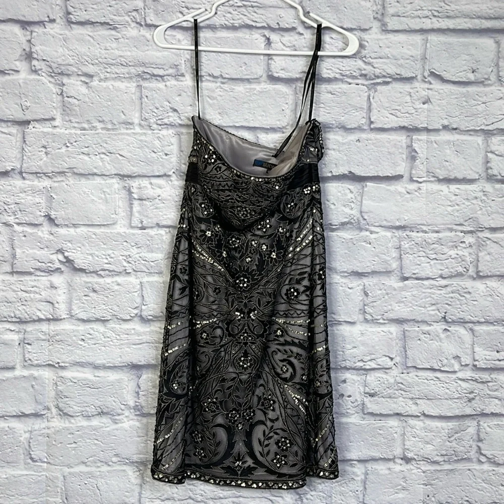 Sue Wong strapless BLACK/ PLATINUM Embroidered beaded Cocktail evening prom - Picture 4 of 12